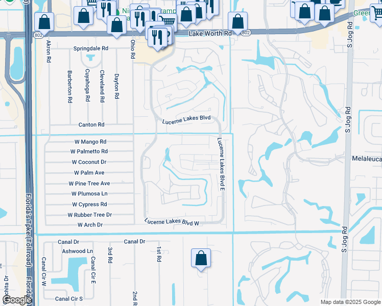 map of restaurants, bars, coffee shops, grocery stores, and more near 53 Golf Colony Court in Lake Worth
