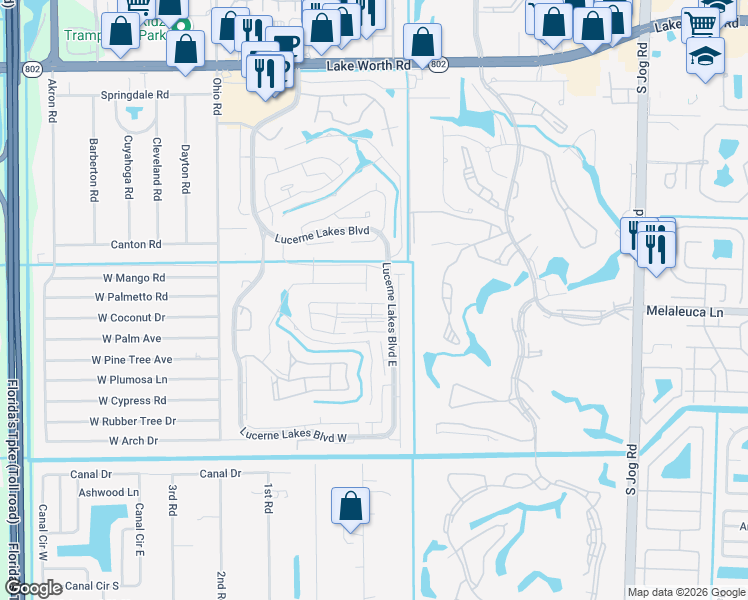 map of restaurants, bars, coffee shops, grocery stores, and more near 7113 Golf Colony Court in Lake Worth