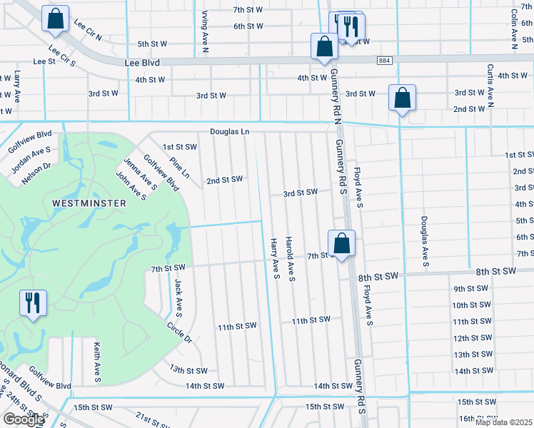 map of restaurants, bars, coffee shops, grocery stores, and more near 312 Harry Avenue South in Lehigh Acres