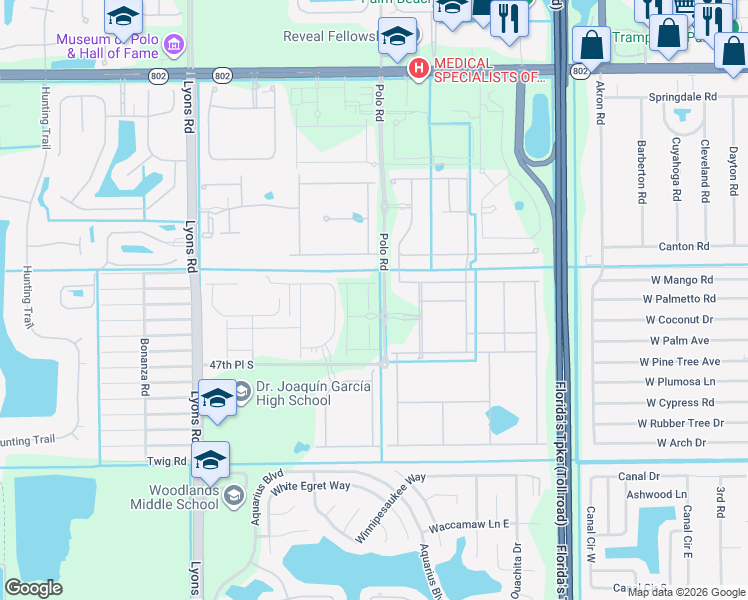 map of restaurants, bars, coffee shops, grocery stores, and more near 8812 42nd Place South in Lake Worth