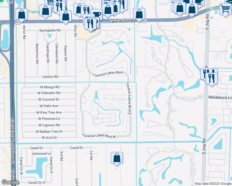map of restaurants, bars, coffee shops, grocery stores, and more near 53 Golf Colony Court in Lake Worth