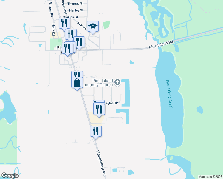 map of restaurants, bars, coffee shops, grocery stores, and more near 10140 Mallory East Parkway in Saint James City
