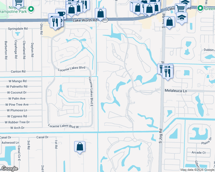 map of restaurants, bars, coffee shops, grocery stores, and more near 4471 Luxemburg Court in Lake Worth