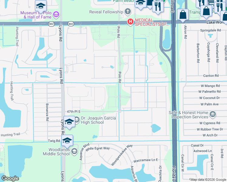 map of restaurants, bars, coffee shops, grocery stores, and more near 8812 42nd Place South in Lake Worth