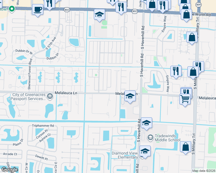 map of restaurants, bars, coffee shops, grocery stores, and more near 4708 Nancy Drive in Lake Worth