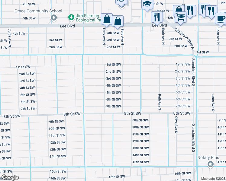 map of restaurants, bars, coffee shops, grocery stores, and more near 3510 5th Street Southwest in Lehigh Acres