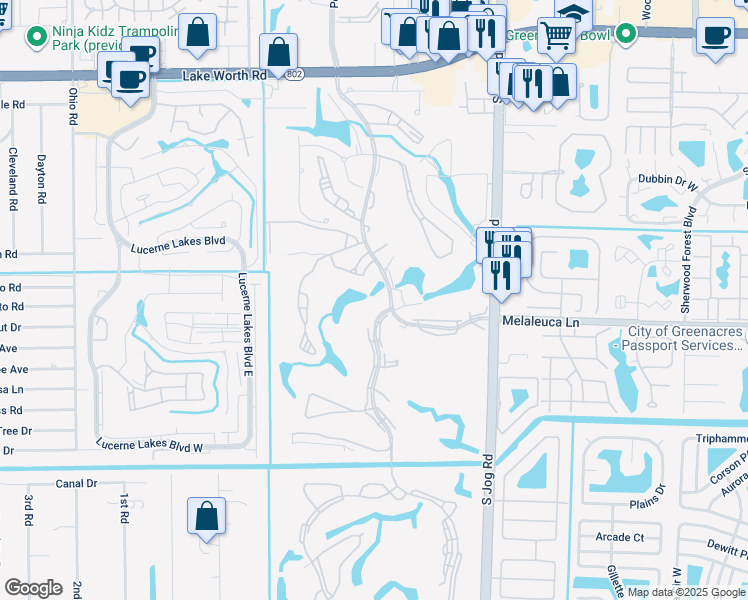 map of restaurants, bars, coffee shops, grocery stores, and more near 4661 Fountains Drive South in Lake Worth