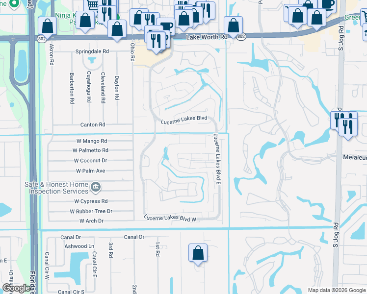 map of restaurants, bars, coffee shops, grocery stores, and more near 53 Golf Colony Court in Greenacres