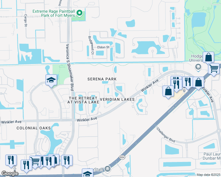 map of restaurants, bars, coffee shops, grocery stores, and more near 4090 Wilmont Place in Fort Myers