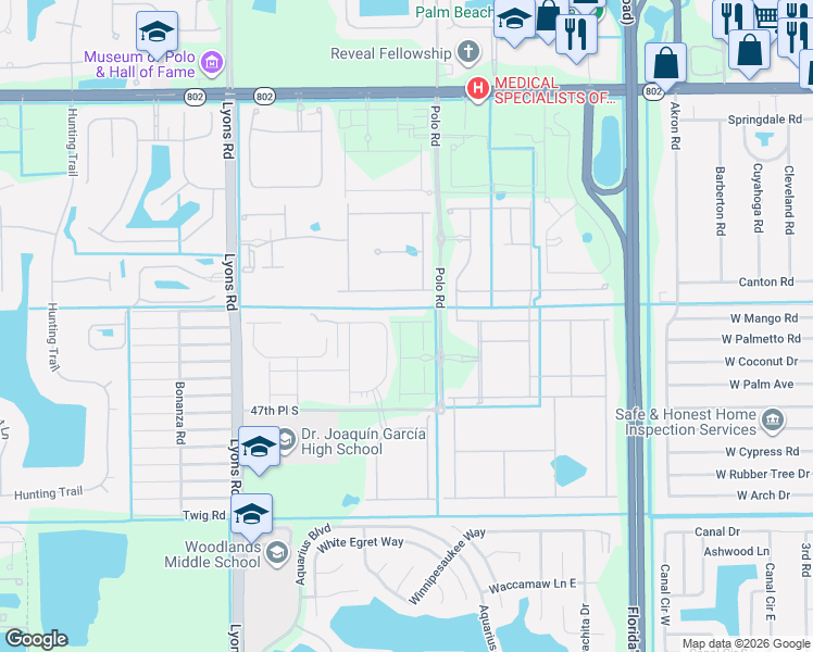 map of restaurants, bars, coffee shops, grocery stores, and more near 8812 42nd Place South in Lake Worth