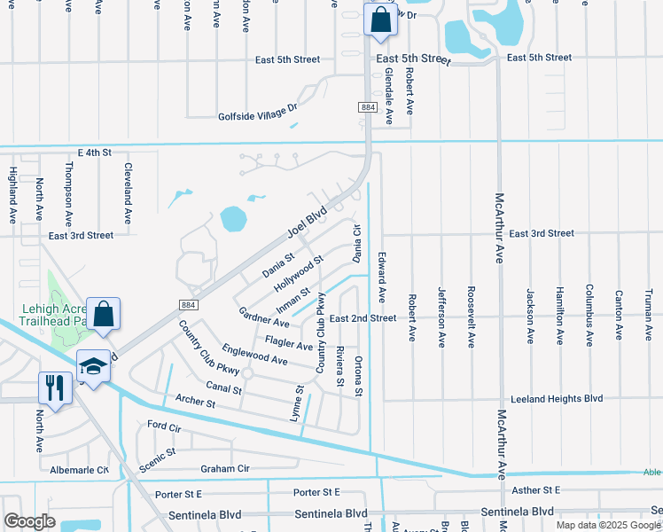 map of restaurants, bars, coffee shops, grocery stores, and more near 137 Dania Circle in Lehigh Acres