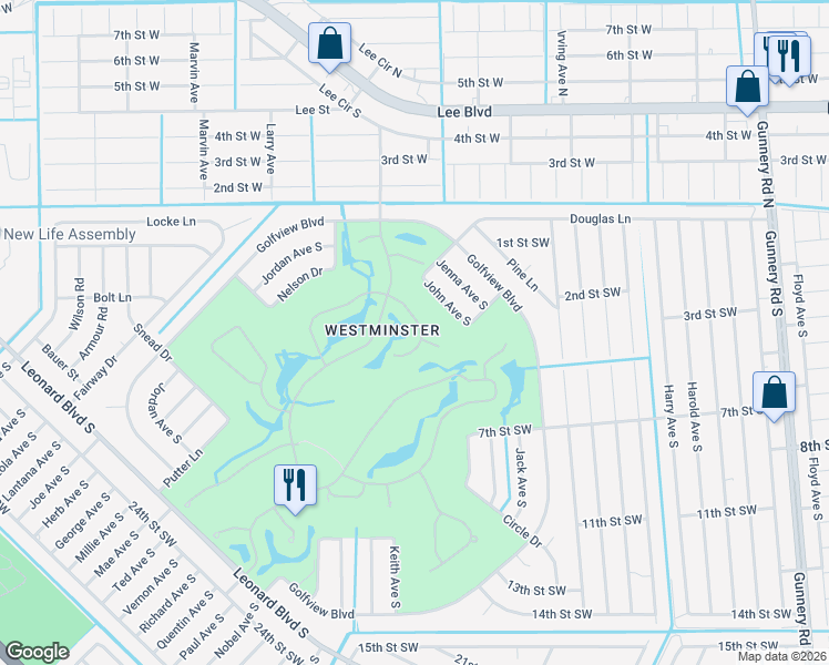 map of restaurants, bars, coffee shops, grocery stores, and more near 4725 Walworth Court in Lehigh Acres