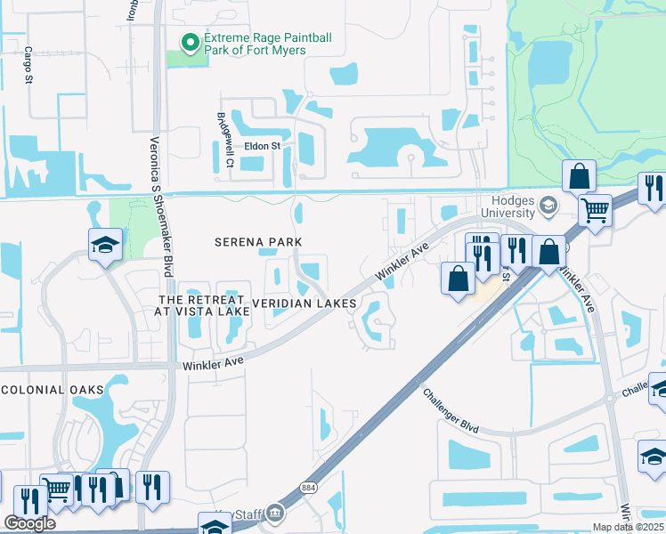 map of restaurants, bars, coffee shops, grocery stores, and more near 3808 Crofton Court in Fort Myers