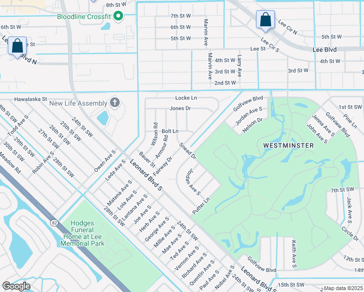 map of restaurants, bars, coffee shops, grocery stores, and more near 2209 Snead Drive in Lehigh Acres