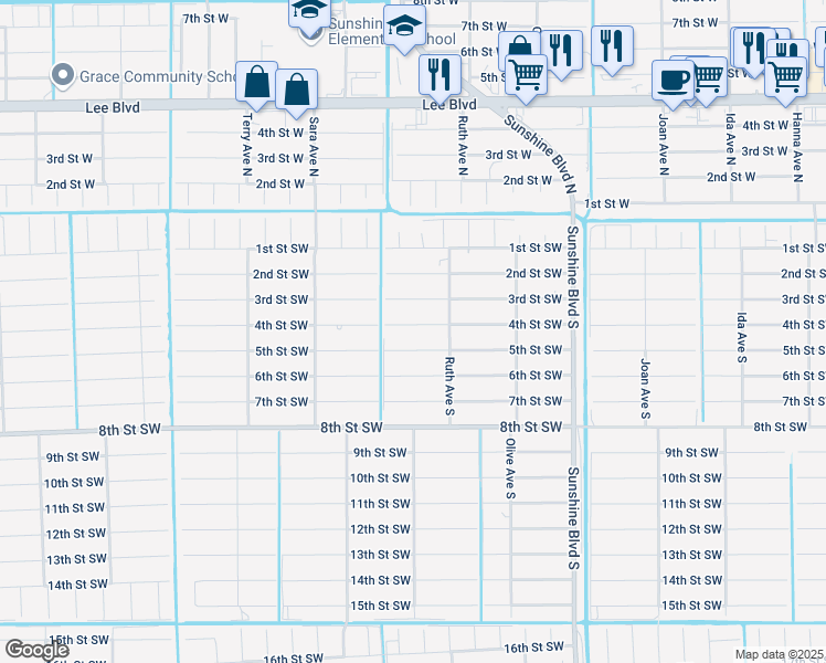 map of restaurants, bars, coffee shops, grocery stores, and more near 3311 5th Street Southwest in Lehigh Acres