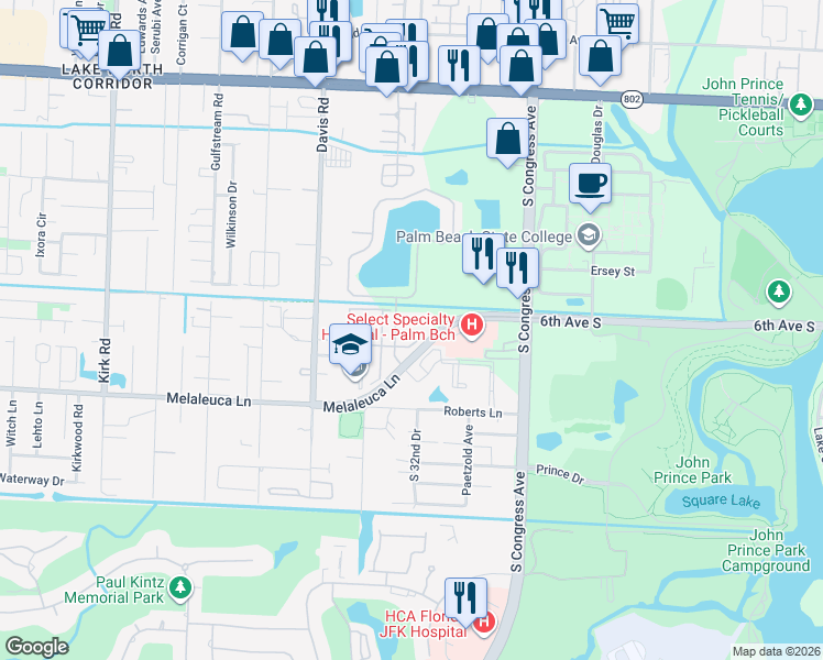 map of restaurants, bars, coffee shops, grocery stores, and more near in Palm Springs