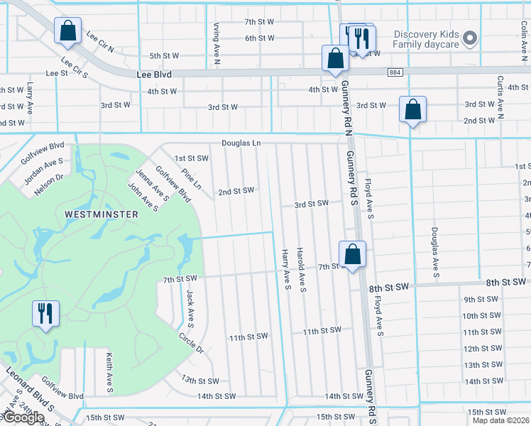 map of restaurants, bars, coffee shops, grocery stores, and more near 217 Hightower Avenue South in Lehigh Acres
