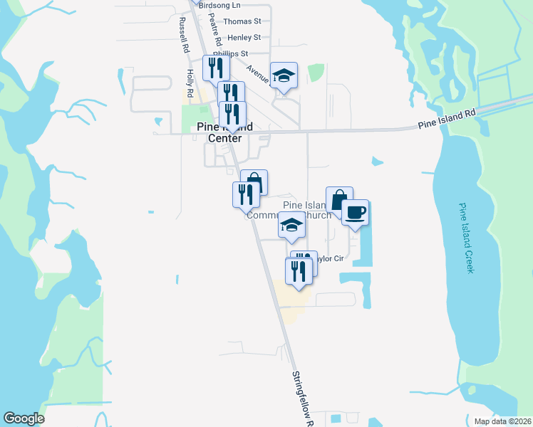 map of restaurants, bars, coffee shops, grocery stores, and more near 10290 Stringfellow Road in Saint James City