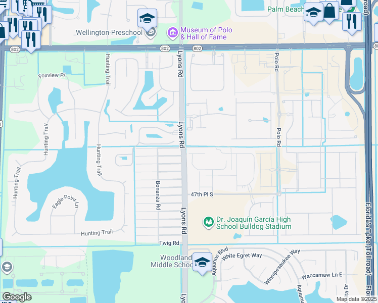 map of restaurants, bars, coffee shops, grocery stores, and more near 4460 Lyons Road in Lake Worth