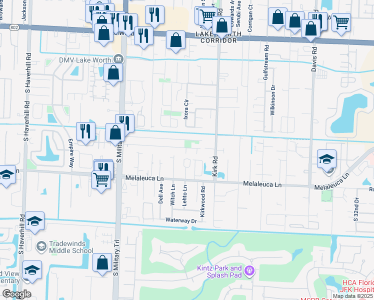 map of restaurants, bars, coffee shops, grocery stores, and more near 4730 Maine Street in Lake Worth