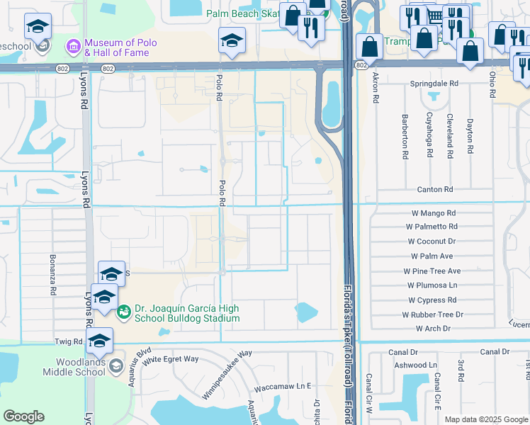 map of restaurants, bars, coffee shops, grocery stores, and more near 8341 Hanoverian Drive in Lake Worth