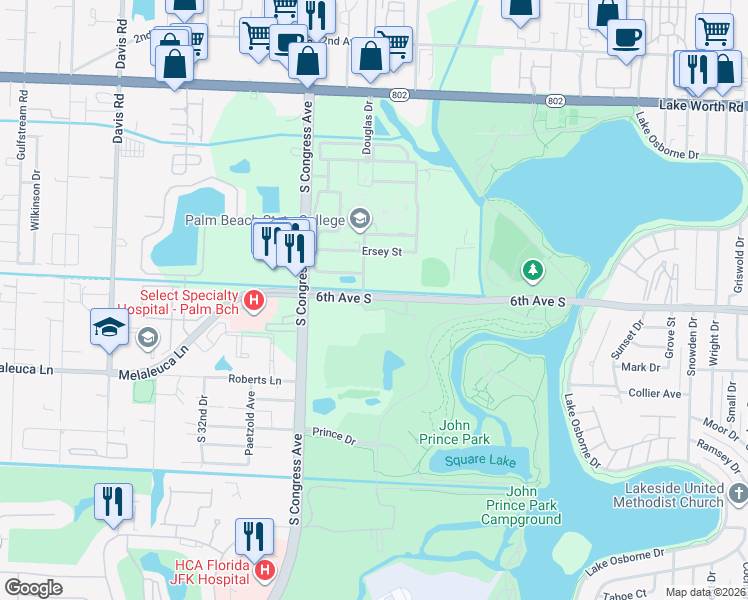 map of restaurants, bars, coffee shops, grocery stores, and more near 5695 6th Avenue South in Lake Worth Beach