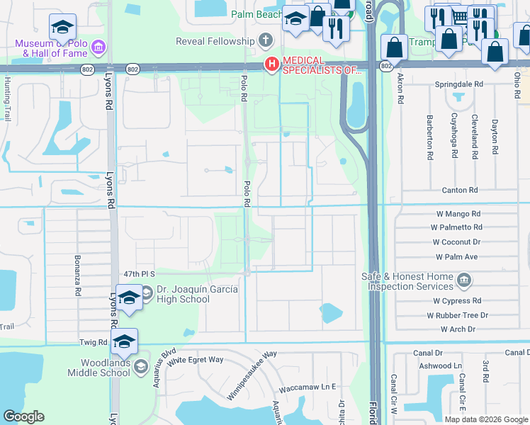 map of restaurants, bars, coffee shops, grocery stores, and more near 4693 Eventing Street in Lake Worth