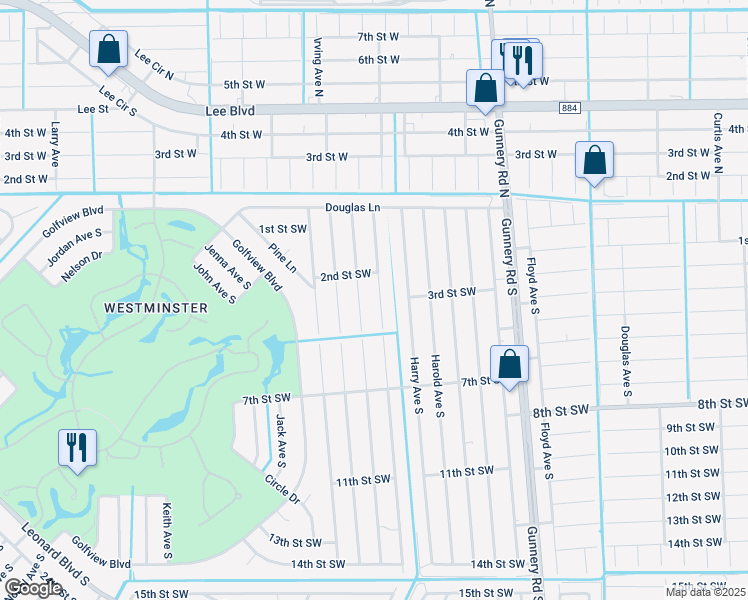 map of restaurants, bars, coffee shops, grocery stores, and more near 212 Hightower Avenue South in Lehigh Acres