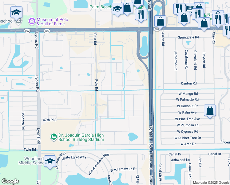 map of restaurants, bars, coffee shops, grocery stores, and more near 8341 Hanoverian Drive in Lake Worth