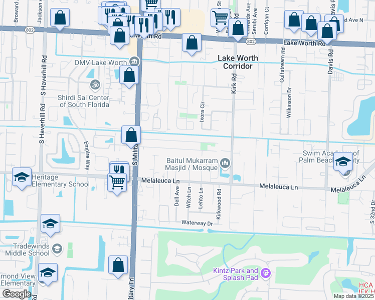 map of restaurants, bars, coffee shops, grocery stores, and more near 4831 Vermont Avenue in Lake Worth
