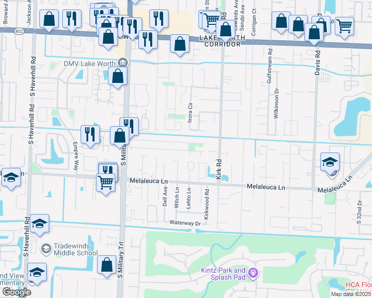 map of restaurants, bars, coffee shops, grocery stores, and more near 4820 Maine Street in Lake Worth