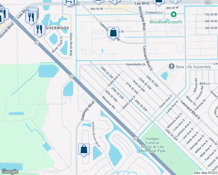 map of restaurants, bars, coffee shops, grocery stores, and more near 5245 29th Street Southwest in Lehigh Acres