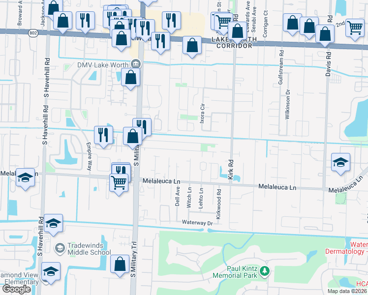 map of restaurants, bars, coffee shops, grocery stores, and more near 4280 Vermont Avenue in Lake Worth Beach
