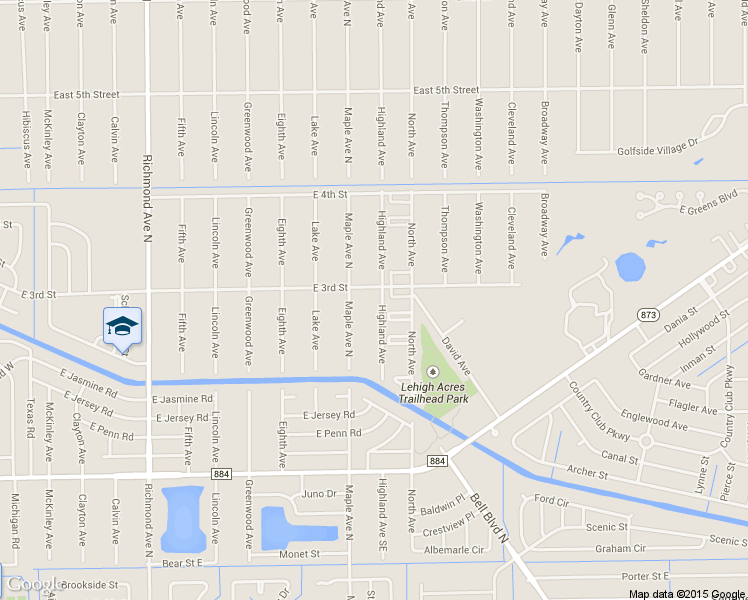 map of restaurants, bars, coffee shops, grocery stores, and more near 221 Highland Ave in Lehigh Acres