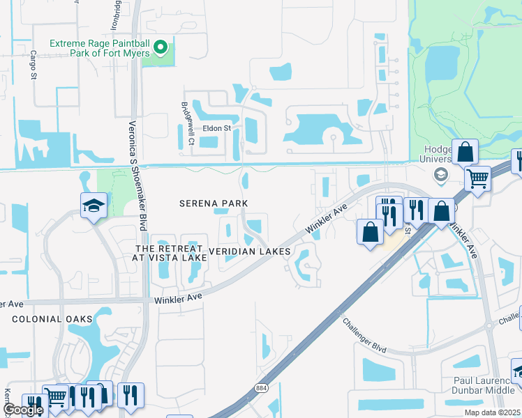 map of restaurants, bars, coffee shops, grocery stores, and more near 3729 Crofton Court in Fort Myers