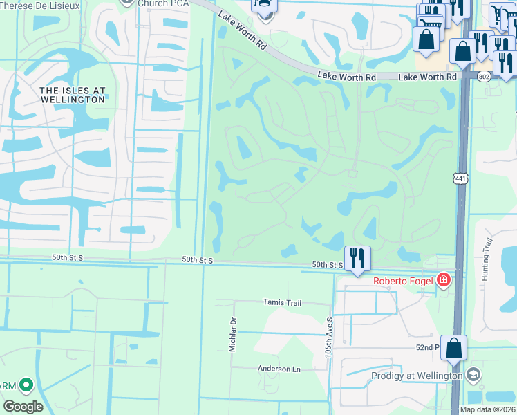 map of restaurants, bars, coffee shops, grocery stores, and more near 10670 Greenbriar Villa Drive in Lake Worth