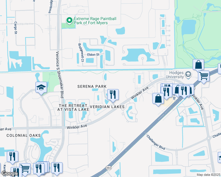 map of restaurants, bars, coffee shops, grocery stores, and more near 3729 Crofton Court in Fort Myers