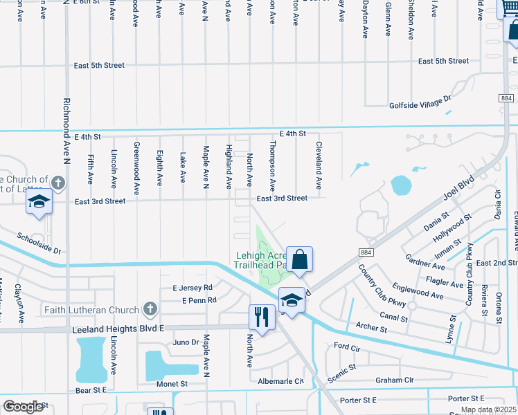 map of restaurants, bars, coffee shops, grocery stores, and more near 258 David Avenue in Lehigh Acres