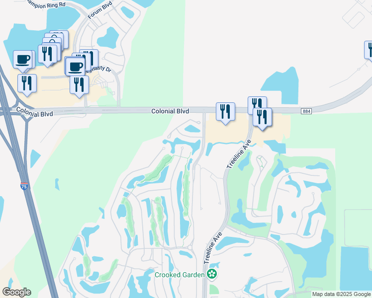 map of restaurants, bars, coffee shops, grocery stores, and more near 9009 Prosperity Way in Fort Myers