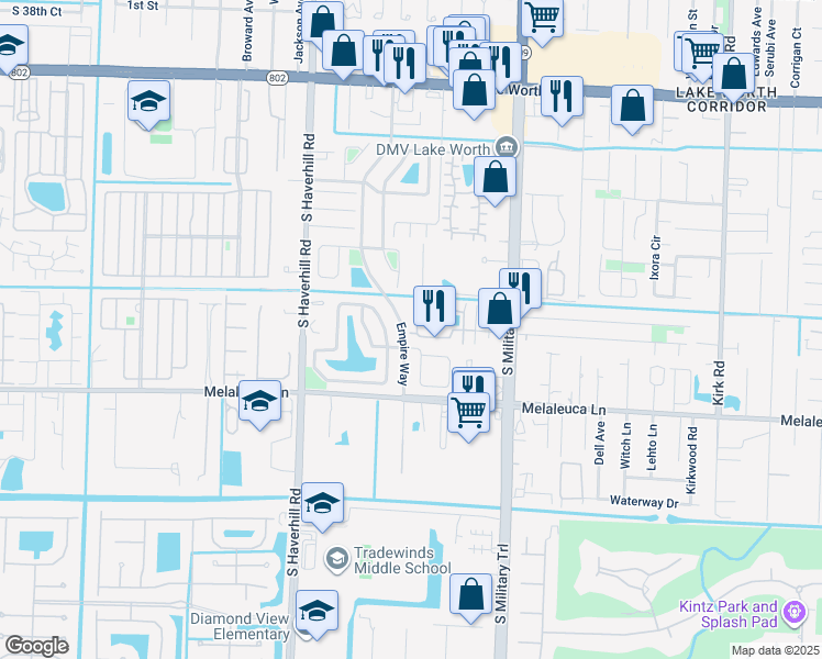 map of restaurants, bars, coffee shops, grocery stores, and more near 4749 Holly Lake Drive in Lake Worth Beach