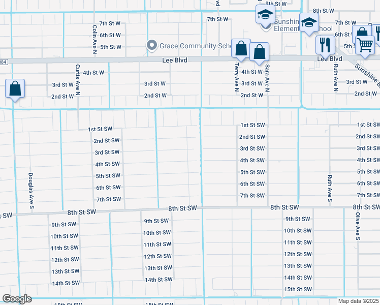 map of restaurants, bars, coffee shops, grocery stores, and more near 3705 3rd Street Southwest in Lehigh Acres