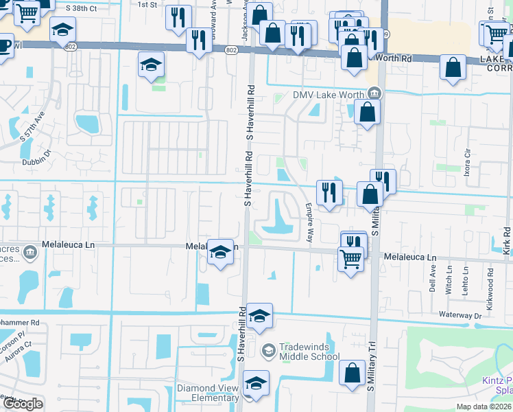 map of restaurants, bars, coffee shops, grocery stores, and more near 4803 Gladiator Circle in Greenacres