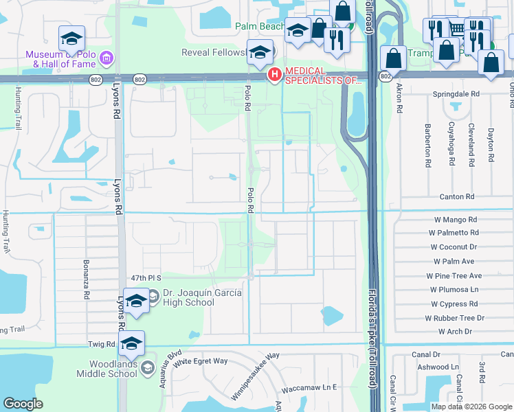 map of restaurants, bars, coffee shops, grocery stores, and more near 4693 Eventing Street in Lake Worth