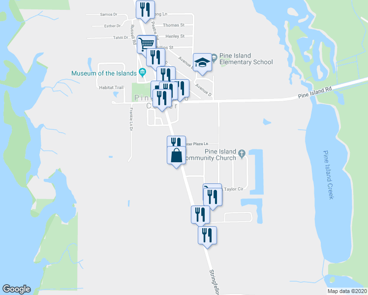 map of restaurants, bars, coffee shops, grocery stores, and more near 10290 Stringfellow Road in Saint James City