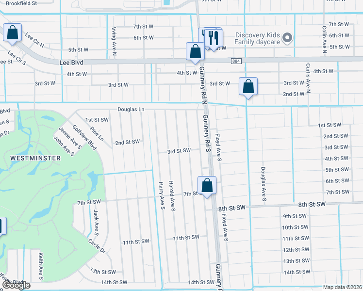 map of restaurants, bars, coffee shops, grocery stores, and more near 140 Gordon Avenue South in Lehigh Acres