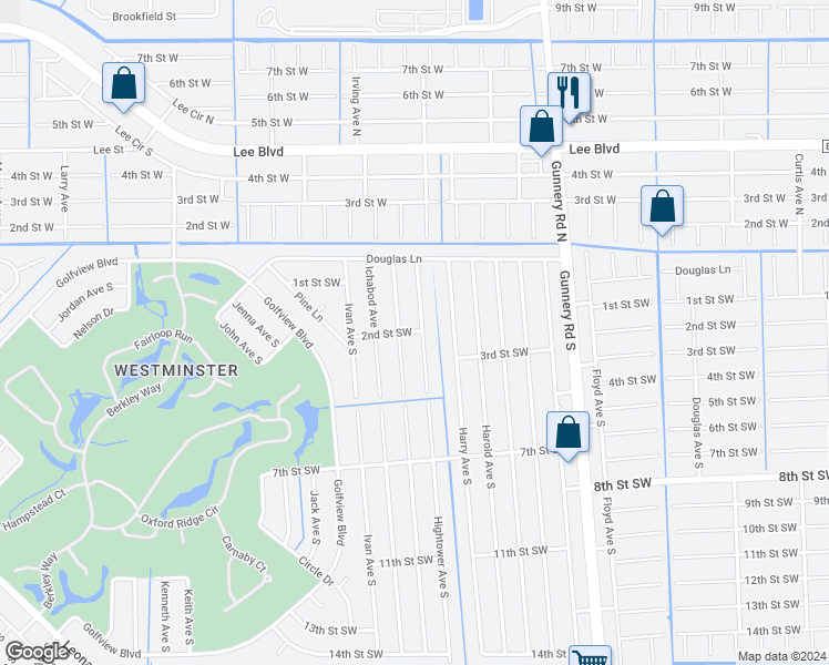 map of restaurants, bars, coffee shops, grocery stores, and more near 202 2nd Street Southwest in Lehigh Acres