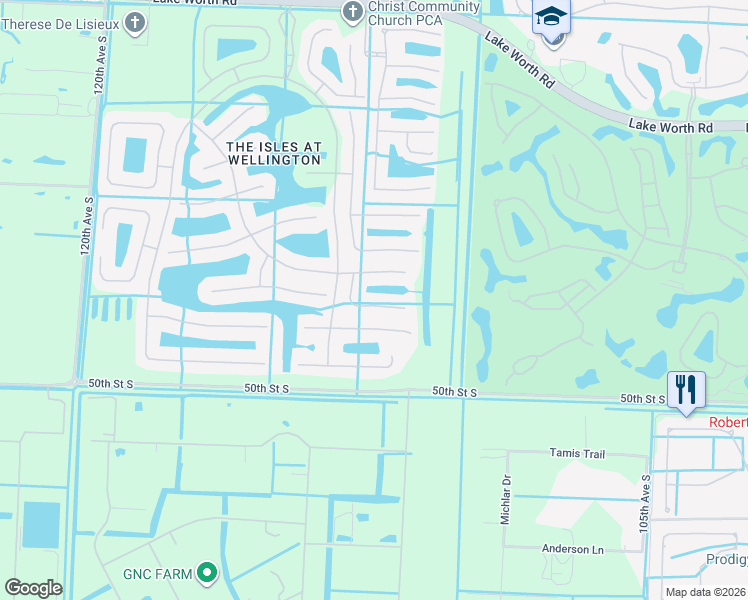 map of restaurants, bars, coffee shops, grocery stores, and more near 4683 Manderly Drive in Wellington