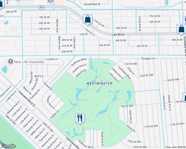 map of restaurants, bars, coffee shops, grocery stores, and more near 4701 Fairloop Run in Lehigh Acres