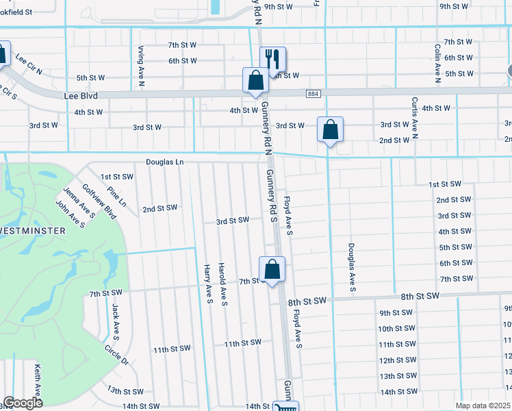 map of restaurants, bars, coffee shops, grocery stores, and more near 141 Gilbert Avenue South in Lehigh Acres