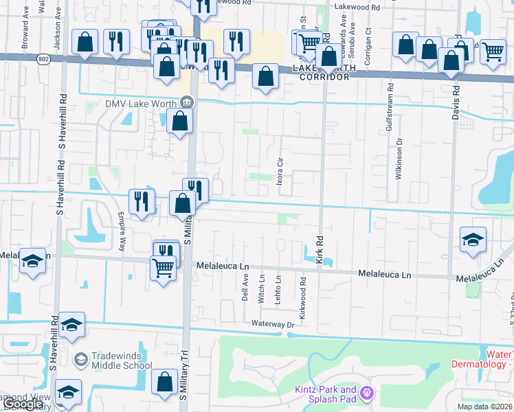 map of restaurants, bars, coffee shops, grocery stores, and more near 4831 Vermont Avenue in Lake Worth